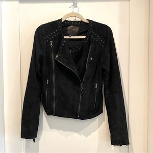 PAIGE 2016 Style Black Suede Moto Jacket